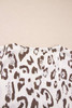 Khaki Leopard Print Split Neck Balloon Sleeve Blouse Khaki Leopard Print Split Neck Balloon Sleeve Blouse