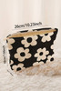 Black Colorful Flower Printed Rib Textured Cosmetic Bag Black Colorful Flower Printed Rib Textured Cosmetic Bag