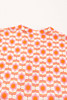 Orange Floral Print Flounce Sleeve Buttoned Front Mini Dress