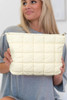 White Zipper Quilted Puffer Cosmetic Bag White Zipper Quilted Puffer Cosmetic Bag