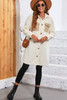 Beige Contrast Flap Pocket Single Breasted Teddy Coat