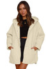 Beige Quilted Snap Button Hooded Coat