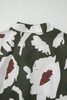 Four Leaf Clover Abstract Floral Print Puff Sleeve Half Button Blouse