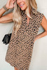 Khaki Leopard Print V Neck Sleeveless Collared Mini Dress Khaki Leopard Print V Neck Sleeveless Collared Mini Dress