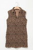 Khaki Leopard Print V Neck Sleeveless Collared Mini Dress Khaki Leopard Print V Neck Sleeveless Collared Mini Dress