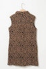 Khaki Leopard Print V Neck Sleeveless Collared Mini Dress Khaki Leopard Print V Neck Sleeveless Collared Mini Dress