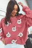 Strawberry Pink Sequin Santa Clause Christmas Corded Sweatshirt