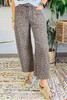 Khaki Leopard Printed Drawstring Waist Pocketed Wide Leg Jeans Khaki Leopard Printed Drawstring Waist Pocketed Wide Leg Jeans