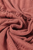 Mineral Red Solid Color Textured Frilled Trim V Neck Puff Sleeve Blouse