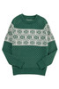 Green Christmas Snowflake Dotted Print Round Neck Sweater