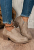 Philippine Gray Tulip Opening Suede Ankle Boots
