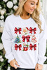 Beige Christmas Tree Bowknot Santa Clause Graphic Holiday Sweatshirt Beige Christmas Tree Bowknot Santa Clause Graphic Holiday Sweatshirt