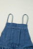 Dusk Blue Adjustable Tie Straps Cropped Wide Leg Denim Overalls