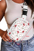 White Christmas Pattern Print Buckle Wide Strap Crossbody Bag White Christmas Pattern Print Buckle Wide Strap Crossbody Bag