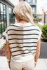 Black Stripe Colorblock Quarter Zip Collar Sweater Vest