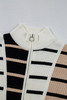 Black Stripe Colorblock Quarter Zip Collar Sweater Vest
