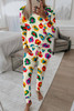 Apricot Leopard Print Long Sleeve Top and Skinny Pants Lounge Set