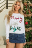 White Tinsel Merry and Bright Graphic Christmas Sweater