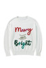 White Tinsel Merry and Bright Graphic Christmas Sweater