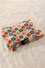 Red Colorful Flower Printed Rib Textured Cosmetic Bag