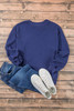 Navy Blue Plain Drop Shoulder Crewneck Pullover Sweatshirt Navy Blue Plain Drop Shoulder Crewneck Pullover Sweatshirt