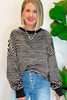 Black Stripe Loose Drop Shoulder Long Sleeve Top Black Stripe Loose Drop Shoulder Long Sleeve Top