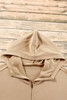 Parchment Fleece Lined Half Zipper Kangaroo Pockets Loose Hoodie
