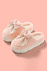 Pink Contrast Bowknot Applique Plush Winter Slippers Pink Contrast Bowknot Applique Plush Winter Slippers