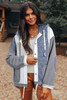 Light Blue Quilted Textured Patchwork Loose Fit Hooded Jacket Light Blue Quilted Textured Patchwork Loose Fit Hooded Jacket