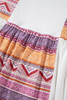 White Western Aztec Print Patchwork Ruffled Tunic Long Sleeve Babydoll Top