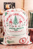 White Merry Christmas Elk Print Drawstring Gift Sack