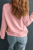 Pink LOVE Graphic Drop Shoulder Valentines Pullover Sweatshirt Pink LOVE Graphic Drop Shoulder Valentines Pullover Sweatshirt