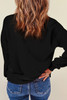 Black Chenille XOXO Patched Drop Shoulder Valentines Pullover Sweatshirt