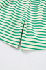 Green Stripe Textured Short Sleeve Collared Buttoned Waist Tie Romper Green Stripe Textured Short Sleeve Collared Buttoned Waist Tie Romper