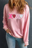 Pink Sequin Heart XOXO Graphic Drop Shoulder Valentines Sweatshirt Pink Sequin Heart XOXO Graphic Drop Shoulder Valentines Sweatshirt