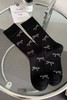 Black Bow Knot Print Ribbed Crew Socks Black Bow Knot Print Ribbed Crew Socks