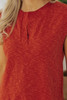 Orange Solid Color Split V Neck Short Sleeve Sweater