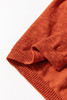 Orange Solid Color Split V Neck Short Sleeve Sweater