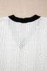 White Contrast Trim Eyelet Knit Colorblock V Neck Sweater Vest