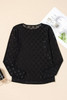Black Mesh Bow Pattern Long Sleeve Top