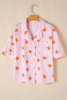 Pink Stars Short Sleeve Shirt and Shorts Bamboo Pajama Set