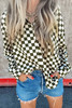 Green Checkerboard Printed Drop Shoulder Loose Casual Shirt Green Checkerboard Printed Drop Shoulder Loose Casual Shirt