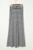Black Stripe Lace-up Waist Casual Flared Pants