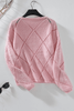 Light Pink Hollowed Rhombus Pattern Sequin Detail Round Neck Sweater Light Pink Hollowed Rhombus Pattern Sequin Detail Round Neck Sweater