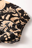 Black Floral Shirred Yoke Bracelet Sleeve Split Neck Boho Blouse Black Floral Shirred Yoke Bracelet Sleeve Split Neck Boho Blouse
