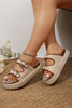 Beige Linen Dual Buckle Strap Thick Sole Outdoor Slippers Beige Linen Dual Buckle Strap Thick Sole Outdoor Slippers