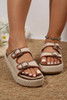 Beige Linen Dual Buckle Strap Thick Sole Outdoor Slippers Beige Linen Dual Buckle Strap Thick Sole Outdoor Slippers