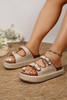 Beige Linen Dual Buckle Strap Thick Sole Outdoor Slippers Beige Linen Dual Buckle Strap Thick Sole Outdoor Slippers