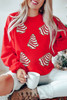 Red Playful Christmas Tree Patched Dropped Shoulder Sweatshirt Red Playful Christmas Tree Patched Dropped Shoulder Sweatshirt