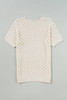 Beige Hollow Out Crochet O Neck Short Sleeve Sweater Tee